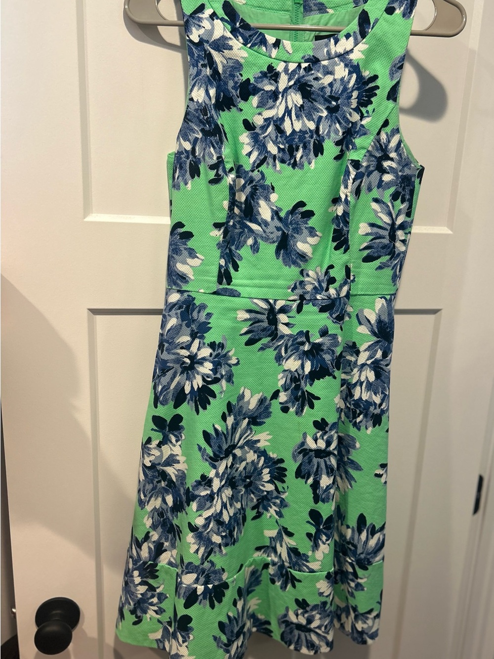 J. Crew Green Floral Sleeveless Fit-and-Flare Dress